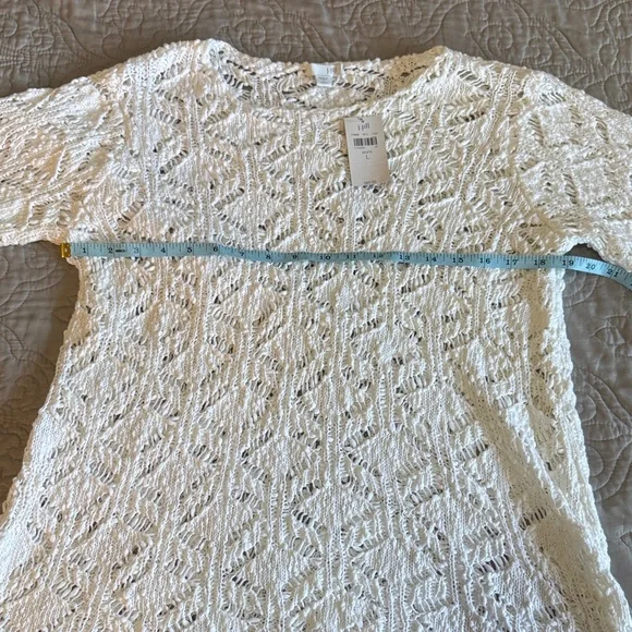 NWT J. Jill White Crochet Cotton Knit Sweater size Large - Picture 11 of 15